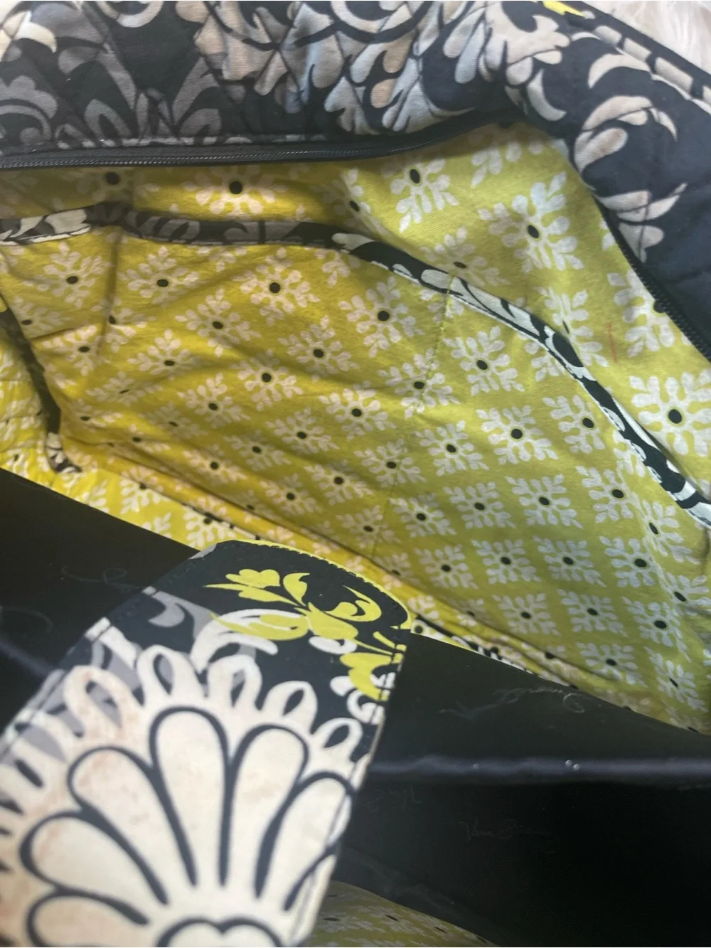 Vera Bradley Quilted Floral - Black & Yellow large laptop bag